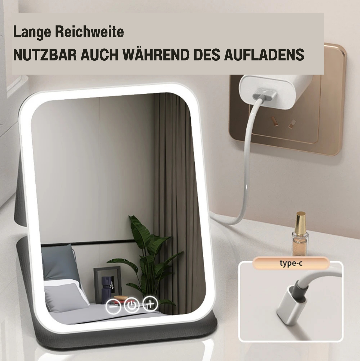 GlamMirror™ – Der faltbare, dimmbare LED-Schminkspiegel für perfektes Make-up
