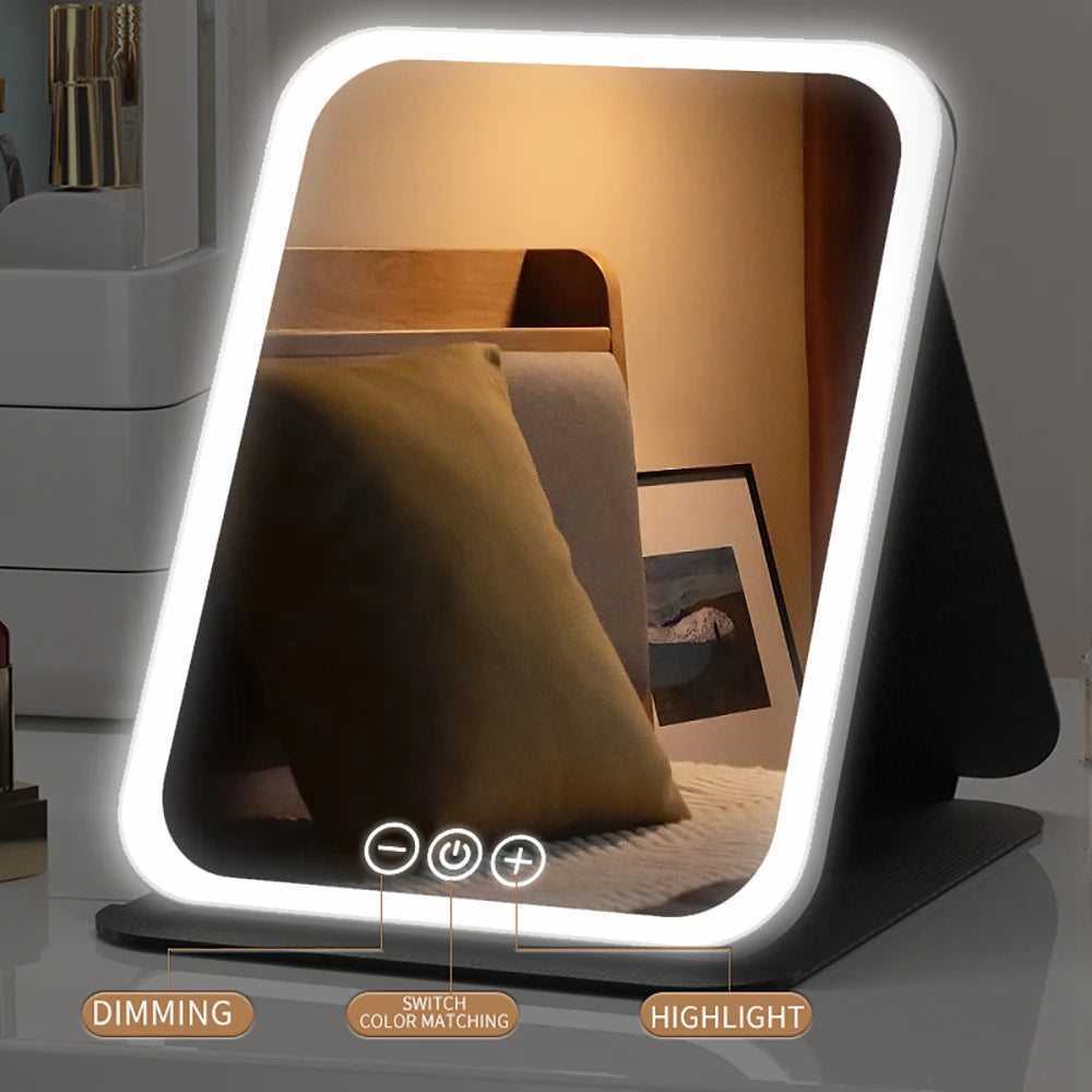 GlamMirror™ – Der faltbare, dimmbare LED-Schminkspiegel für perfektes Make-up