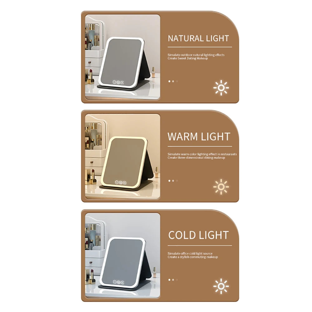 GlamMirror™ – Der faltbare, dimmbare LED-Schminkspiegel für perfektes Make-up